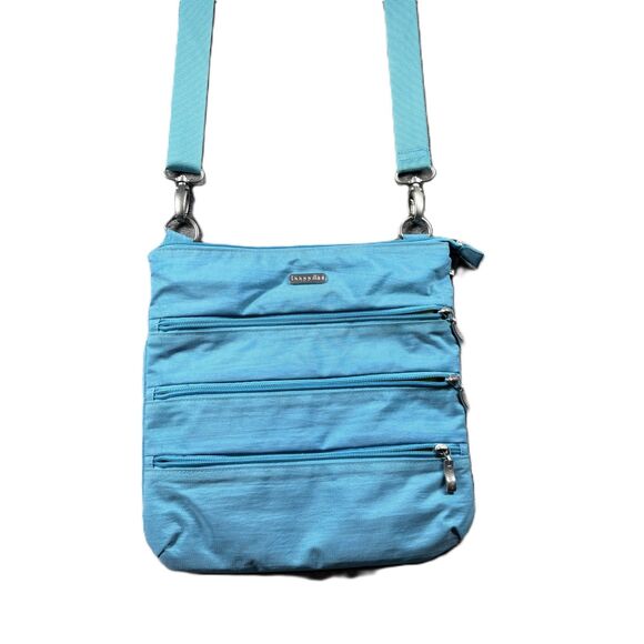 Baggallini Medium Slim Zipper Travel Organizer Carry Crossbody Bag Turquoise - Picture 1 of 7